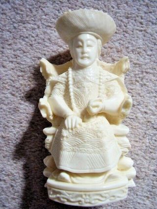 Chinese Resin Hand Carved Man - Emperor Sitting In Armchair Figurine - Ornament