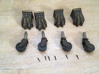Vintage Brass Feet And Wheels For A Duncan Phyfe Table