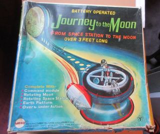 Journey To The Moon Vintage Tin Space Game Toy Mego Japan Extremely Rare