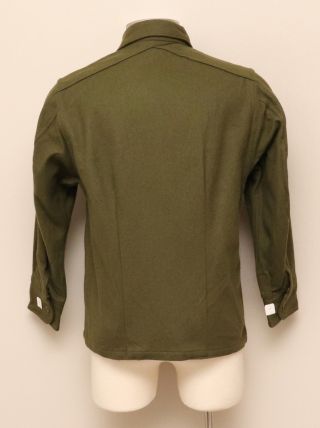 NOS Vintage 1960 - 70s M Green Wool Military Button Up Shirt Uniform Shirt 4