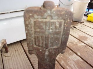 Antique Cast Iron Cross Fireplace Mantle Andirons Firedogs Tools