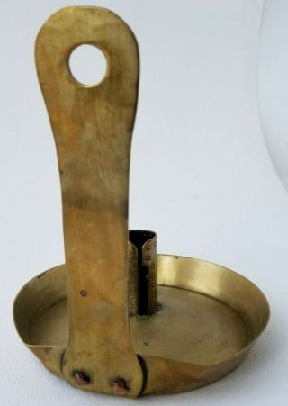 Antique BRASS CANDLE HOLDER/ CHAMBERSTICK Hand Forged with STARS,  DATED 1783 6