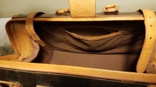 Vintage Large Cowhide Belt Belting Tan Brown Leather Doctor Medical Bag Satchel 6