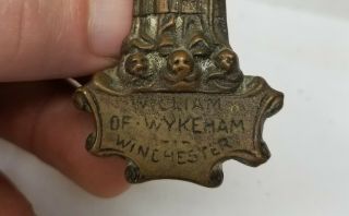 Antique Cast Brass Bronze Religious Icon Door Knocker Bishop William of Wykeham 3