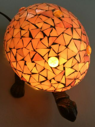 Vintage Pink Glass Mosaic & Cast Metal Tortoise Bed Side Hall Table Lamp Light