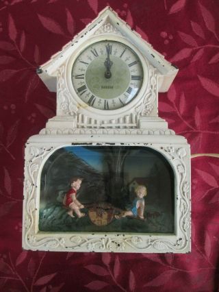 Vintage Haddon Electric Novelty " The Teeter Totter " Lighted Motion Clock