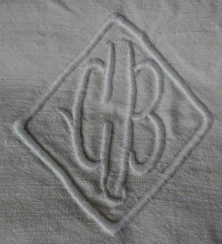 French Antique Chanvre Hemp Sheet Hand Loomed Homespun Monogram C5