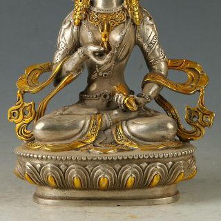 Chinese Antique Silver copper Gilt Carved Figure Of Buddha statue GL680 3