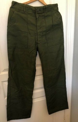 Vintage 1972 Us Military Vietnam Trousers Og - 107 Cotton Sateen 32x31 (30x29)