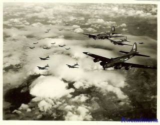 Org.  Photo: Aerial View 381st Bomb Group B - 17 Bombers (42 - 31570) Above Clouds 2