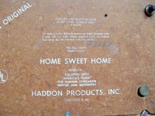 Haddon Products Home Sweet Home 1950 ' s Novelty Electric Clock 7