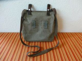 Vintage Swiss Army Military Canvas Leather Bread Bag Salt & Pepper 1965