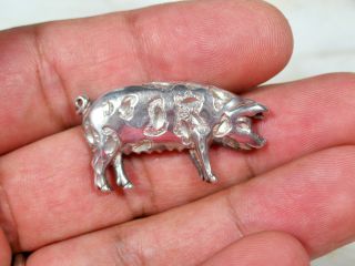 Vintage Sterling Silver Gloucestershire Pig Hog Rare Breed Brooch Pin Signed