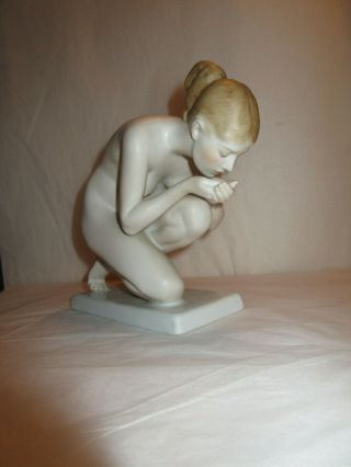 German Porcelain Rosenthal Nude Woman Figurine Drinking Water - Signed Ernst Wenck