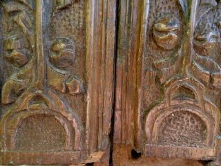 TWO 17TH CENTURY OAK CARVED COFFER PANEL RAILS 2