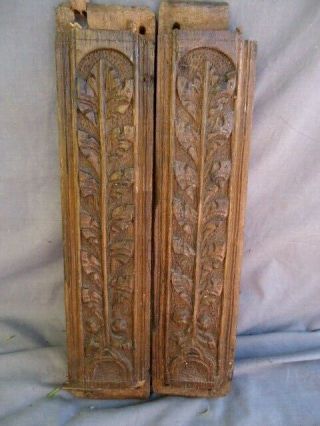 TWO 17TH CENTURY OAK CARVED COFFER PANEL RAILS 5