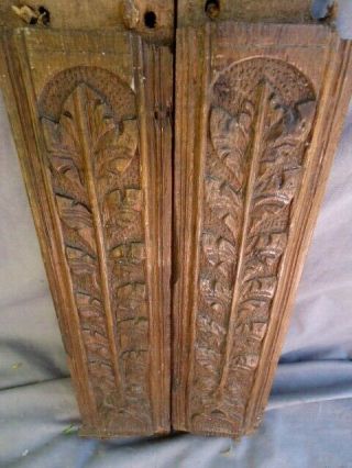 TWO 17TH CENTURY OAK CARVED COFFER PANEL RAILS 6