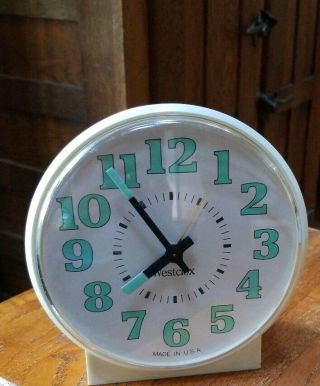 (5/26) Vintage Plastic Westclox Made In Usa Wind - Up Alarm Clock -