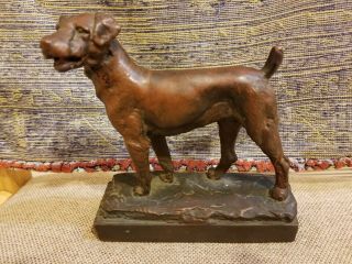 Antique Clad Bronze Hunting Dog Art Statue Sculpture Paul Herzel Bookend