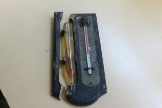 Antique Vintage Wooden Framed Thermometer/barometer For Parts/restroration - Tyco