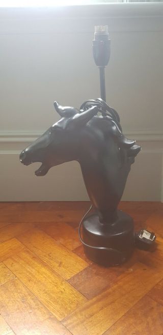 Vintage Horse Head Lamp Base In Black