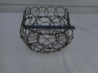 Vintage Primitive Wire Egg Basket Old Twisted Wire Collapsible Early 1900 