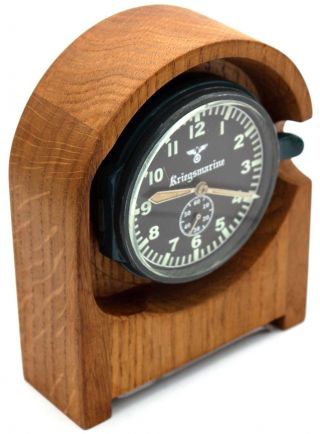 8 - Day 10 - Jewel Germany Wwii Navy Clock Junghans J30d " Kriegsmarine " Wooden Stand