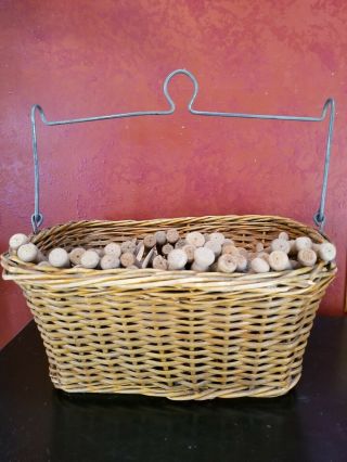 185,  Vintage ROUND Clothes Pins Wooden Rustic Primitive Crafting Laundry Basket 4
