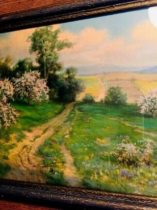 Vintage R Atkinson Fox Print & Frame Spring Scene 25 1/2”x 11 1/2” 7