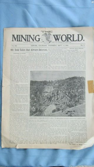 1902 Mining World Newspaper - Boulder County Colorado Mines - Mine Equipment Ads