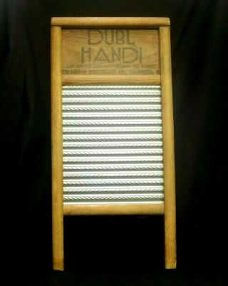Antique Dubl Handi Columbus Ohio Washboard Company 8.  5 " X 18 " Wood & Metal