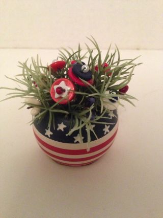 Vtg Button Bokay/red - White - Blue Napkin - Usa - Patriotic - July 4 - Americana - Country