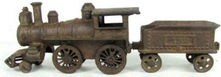 Ideal Antique Cast Iron Train Loco Car 4 Piece 1900