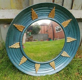 Convex mirror with decorative circular frame with blue and gold enamel details 2