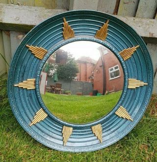 Convex mirror with decorative circular frame with blue and gold enamel details 7