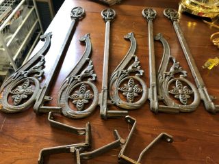 Victorian Antique Cast Swing Arm Metal Curtain Rods - Expandable - 2 Pairs