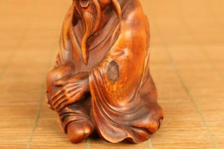 Rare old boxwood hand carved buddha figure statue netsuke home decoration 3