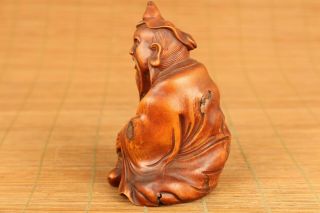 Rare old boxwood hand carved buddha figure statue netsuke home decoration 4