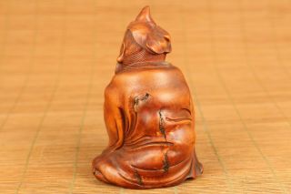 Rare old boxwood hand carved buddha figure statue netsuke home decoration 5