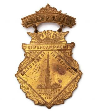 1897 Gar Civil War Veteran Medal,  Grand Army Republic 31st Encampment Buffalo Ny