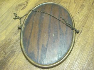 vintage Brass Beveled Oval Shaving Mirror dry sink vanity wash stand side mounts 6