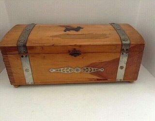 Cedar Chest Doll Trunk Metal Bands Wood Handles Dove Tailed 19 " X 9 " X 7 " Scotty