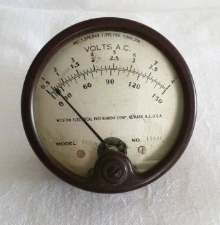 Weston Electrical Instrument Corp Volts A.  C Meter Gauge Bakelite Vintage.