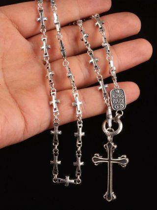 37g Kb Traditional Cross Pendant Necklace Sterling 925 Silver Christmas Gift