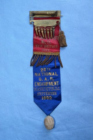G.  A.  R.  Ribbon Badge,  Stanley Post No.  11,  Conn. ,  26th Nat 
