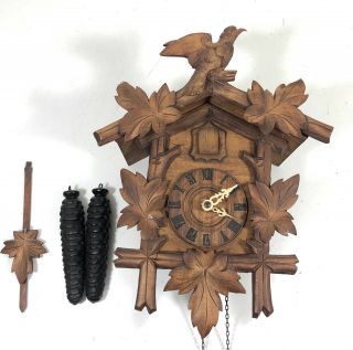 Vtg Hubert Herr Black Forest Cuckoo Clock Made In Germany
