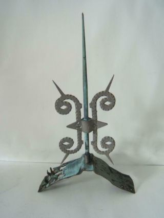 Antique Copper Lightning Rod W/ Fancy Decoration