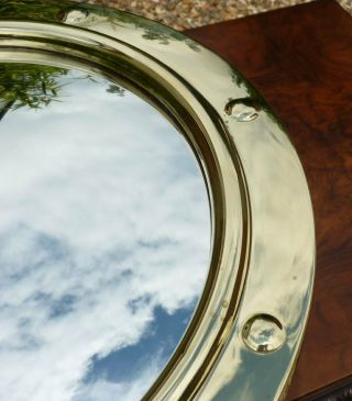 Vintage brass convex glass porthole wall mirror 3