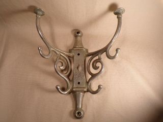 Antique Cast Iron Double Hook Coat & Hat Wall Mount Carriage Hall Tree Railroad