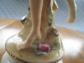 Germany Dresden Volkstedt ? Antique Lace Porcelain Lady Girl Figurine Bare Foot 5